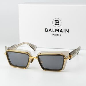 Balmain Women Sunglasses Titanium Grey Crystal Gold Rectangle ADMIRABLE BPS-130B